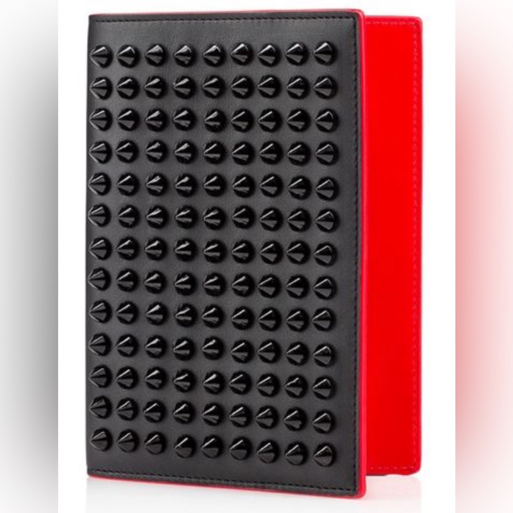Christian Louboutin Black Leather Studded Passport Holder